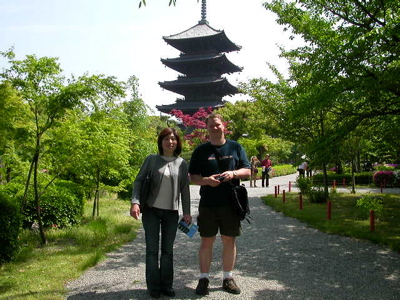 Yayoi and I posing in front of Toji Temple