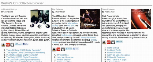 Screen Shot of CD Collection Browser Mashup